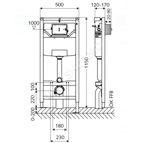 Каркас унитаза Schell Montus C120 (030570099) + опора