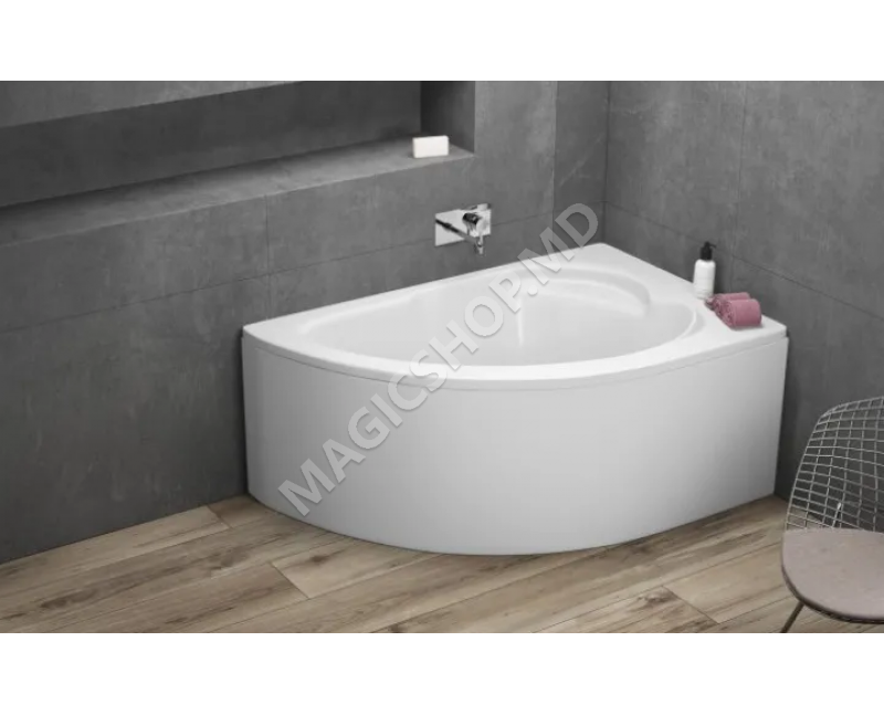 Акриловая асимметричная угловая ванна STANDARD (плюс крепления), 1300x850x535 mm