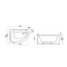 Cada de baie asimetrica acryl pe colt STANDARD (suport inclus),1300x850x535 mm