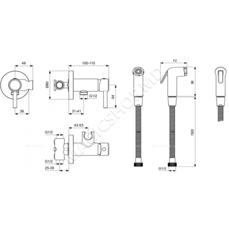 Гигиенический душевой комплект Ideal Standard IdealSpray BD130AA