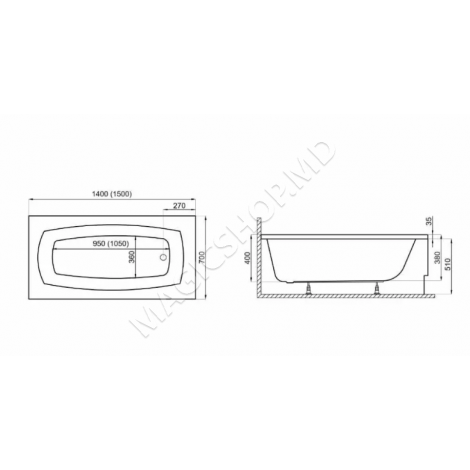 Ванна акриловая Cersanit Blissa 1400x700+опора