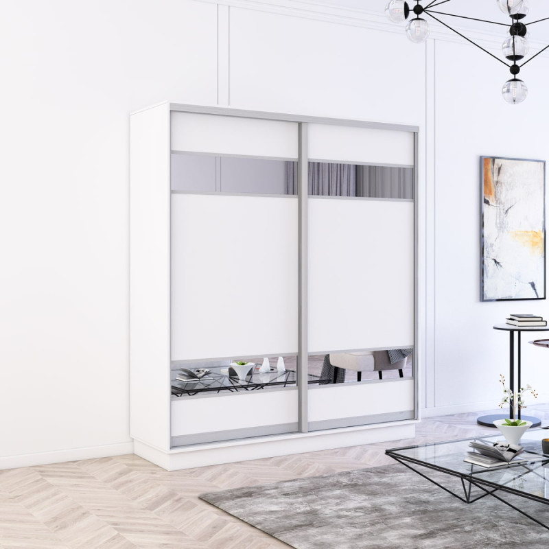 Dulap Fox 140-180x60x220H cm cu uși glisante Pal+Oglindă