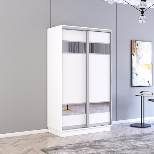 Dulap Fox100x60x220H cm cu uși glisante Pal+Oglindă
