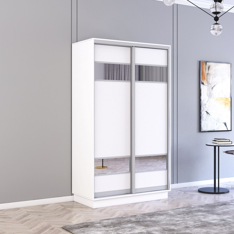 Dulap Fox100x60x220H cm cu uși glisante Pal+Oglindă