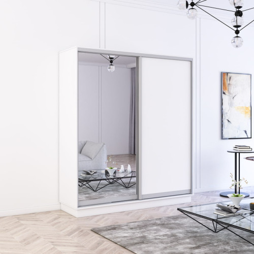 Dulap Fox 140-180x60x220H cu uși glisante pal+oglindă