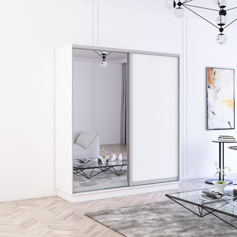 Dulap Fox 140-180x60x220H cu uși glisante pal+oglindă