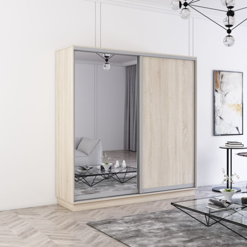 Dulap Fox 19-230x60x220H cu uși glisante pal+oglindă