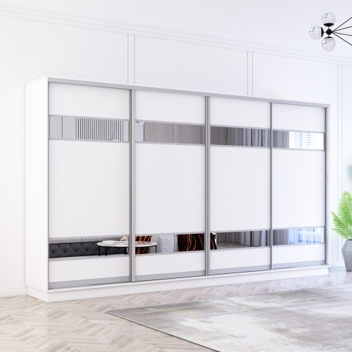 Dulap Fox 370-400x60x220H cm cu uși glisante Pal+Oglindă