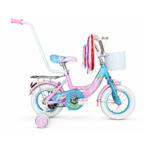 Bicicletă pentru copii Princess 12″, cu roți ajutătoare și mâner pentru părinte