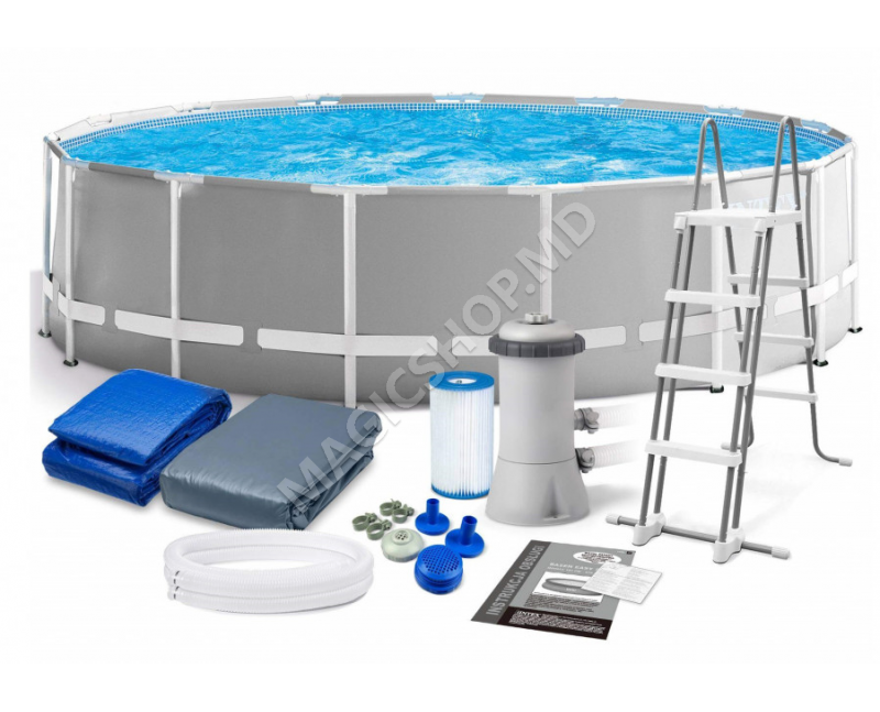 Piscină Intex cu pompă de filtrare, tent, scara 457×122 cm, 16805 l