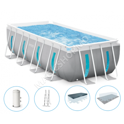 Piscină Intex Prism Frame Clearview Premium 400×200×122 cm, 8418 L, cu pompă 2006 L/h, set complet