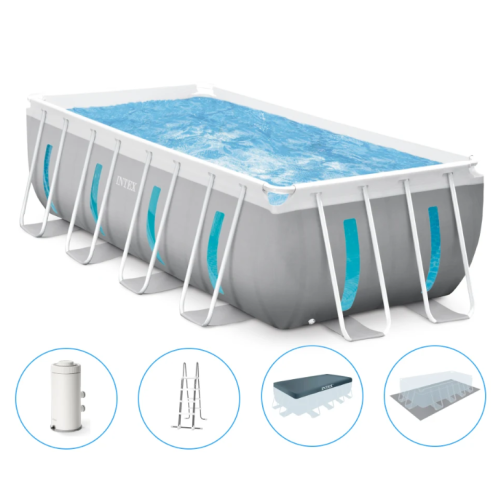 Piscină Intex Prism Frame Clearview Premium 400×200×122 cm, 8418 L, cu pompă 2006 L/h, set complet