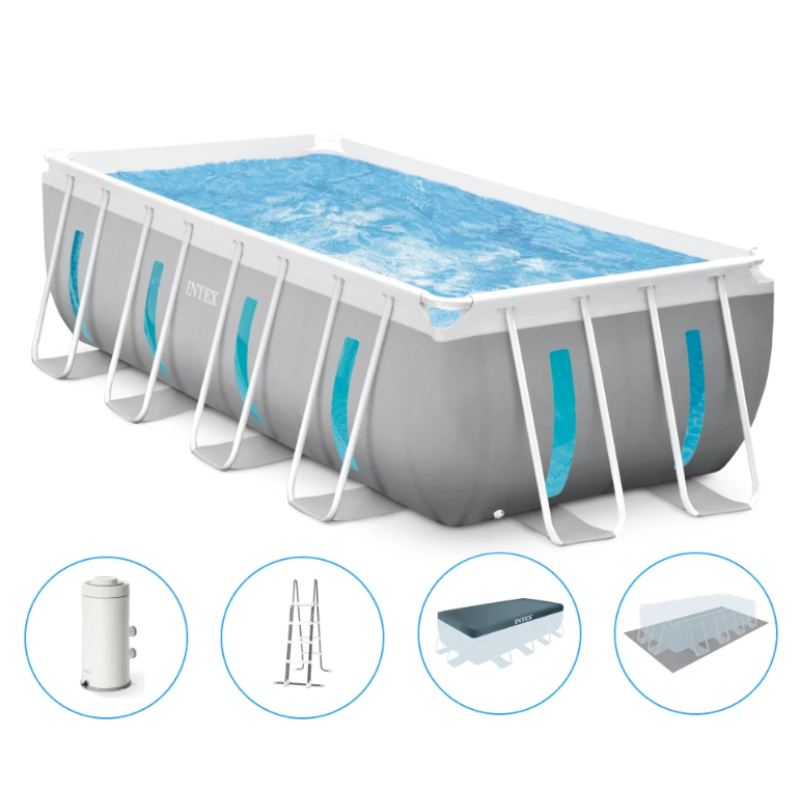 Piscină Intex Prism Frame Clearview Premium 400×200×122 cm, 8418 L, cu pompă 2006 L/h, set complet
