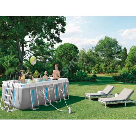 Piscină Intex Prism Frame Clearview Premium 400×200×122 cm, 8418 L, cu pompă 2006 L/h, set complet