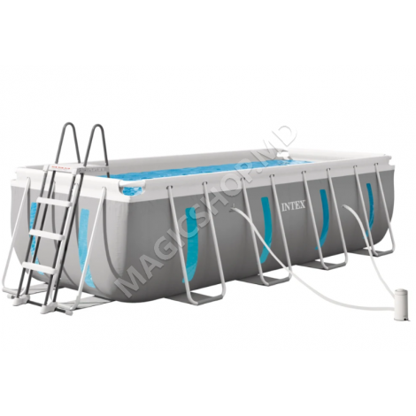 Piscină Intex Prism Frame Clearview Premium 400×200×122 cm, 8418 L, cu pompă 2006 L/h, set complet