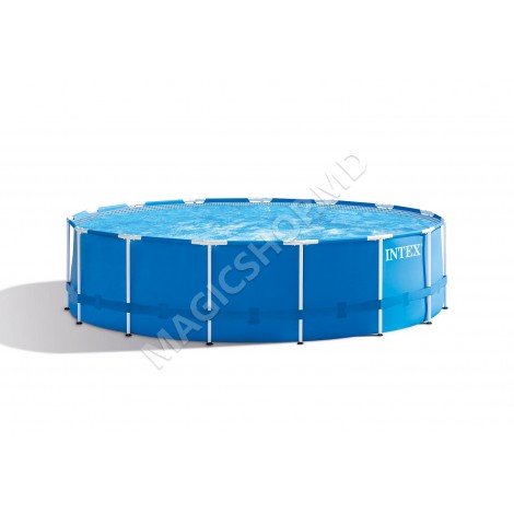 Piscină Intex Metal Frame 457x122cm, 16805l, pompă de filtrare 3785l/h, scară, copertină, covoraș