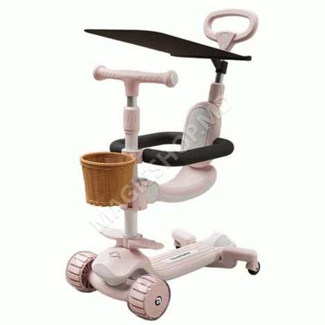 Trotineta pentru copii cu scaunel, Transformabila 6 in 1, cu Roti Luminoase LED, Ghidon cu Inclinare