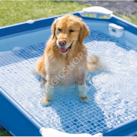 Piscină cu cadru metalic pentru animale de companie Pet Pool 152×152×30 cm, 537 L, filtru 1136 l/h, skimmer și prelată, Intex