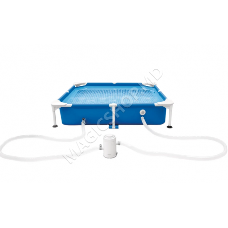 Piscină cu cadru metalic pentru animale de companie Pet Pool 152×152×30 cm, 537 L, filtru 1136 l/h, skimmer și prelată, Intex