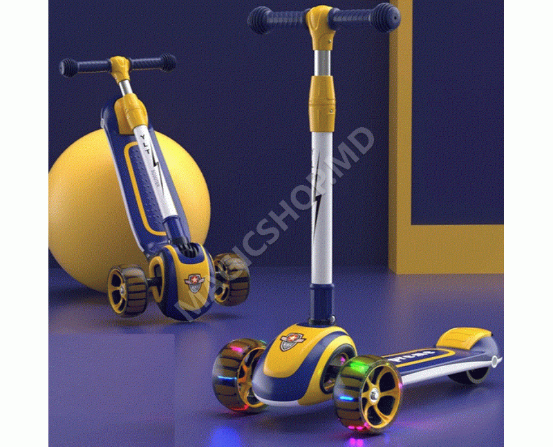 Trotinetă pentru copii cu 3 roți luminoase, muzică și lumini, RTM Scooter