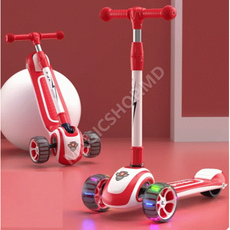 Trotinetă pentru copii cu 3 roți luminoase, muzică și lumini, RTM Scooter