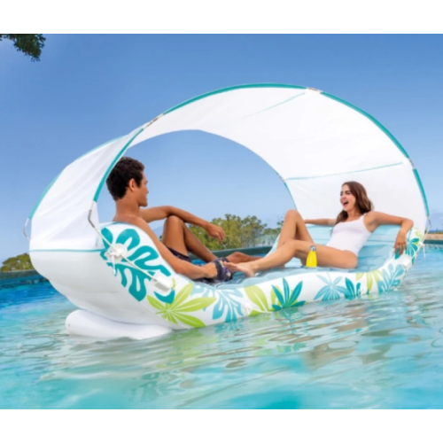 Plută gonflabilă cu baldachin Tropical Lounge, 224×150×165 cm, max. 200 kg, Intex 