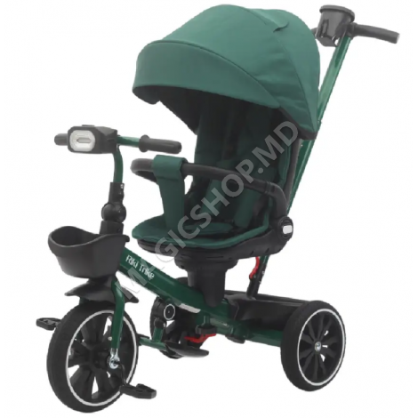 Детский трехколесный велосипед серого, зеленого и черного цвета JTR189