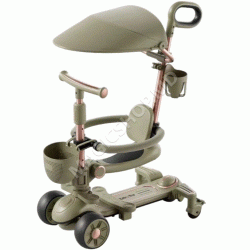 Самокат-трансформер с сиденьем, светодиодной подсветкой колес, регулируемым рулем и крышей.