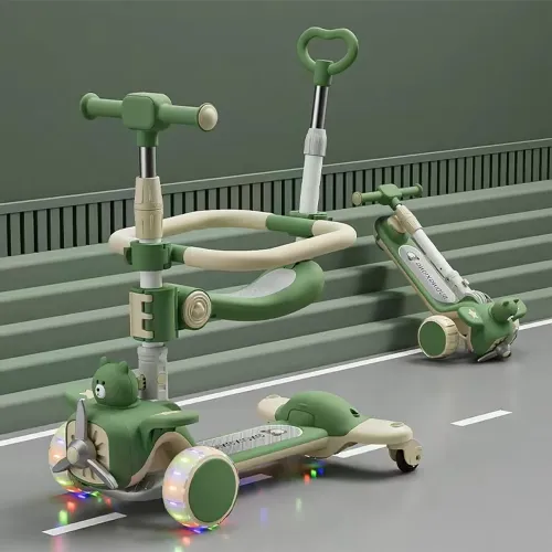 Trotinetă pentru copii 6 în 1 cu scaun, mâner parental, roți luminoase și muzică, RTM Scooter