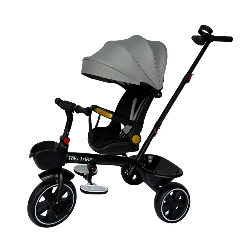 Tricicletă pentru copii cu roți EVA și scaun rotativ 360° - gri, verde, negru