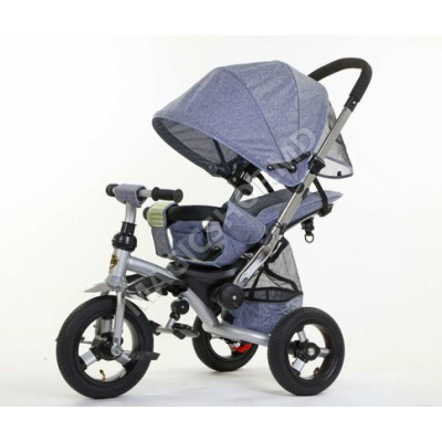Carucior Bicicleta cu trei roţi, material ECO, roţi gonflabile, (de la 10 luni) gri; rosu