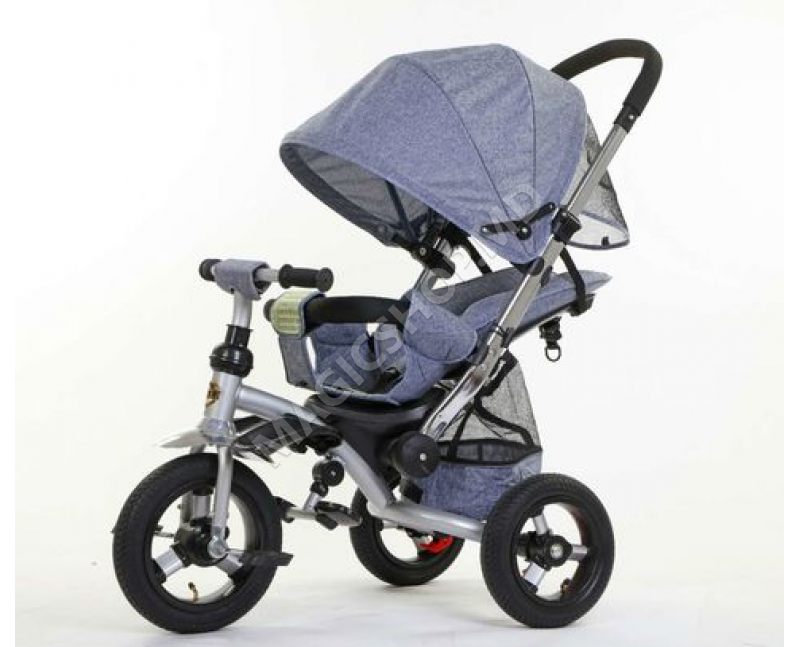 Carucior Bicicleta cu trei roţi, material ECO, roţi gonflabile, (de la 10 luni) gri; rosu