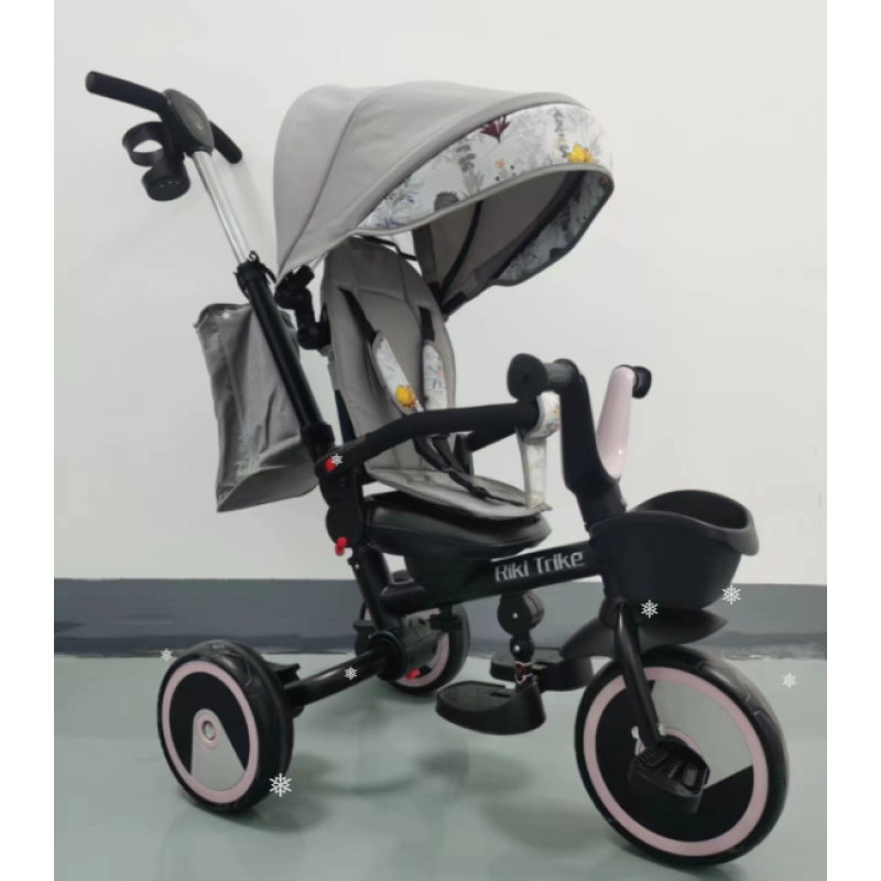 Tricicletă-cărucior cu funcție de rotire a scaunului, material ECO