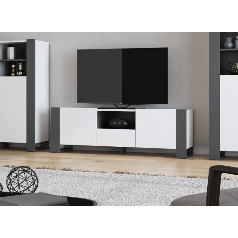 Tumba TV Combo C04 140x46x42 cm grafit/alb