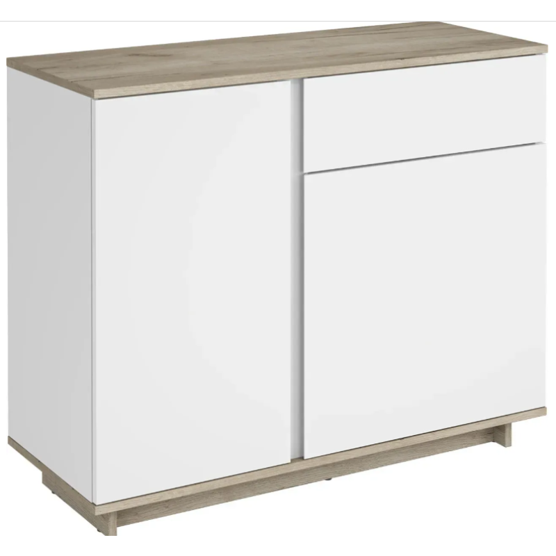 Comoda Concept 2D1S 100x82x40 cm stejar craft gri/nimfea alb