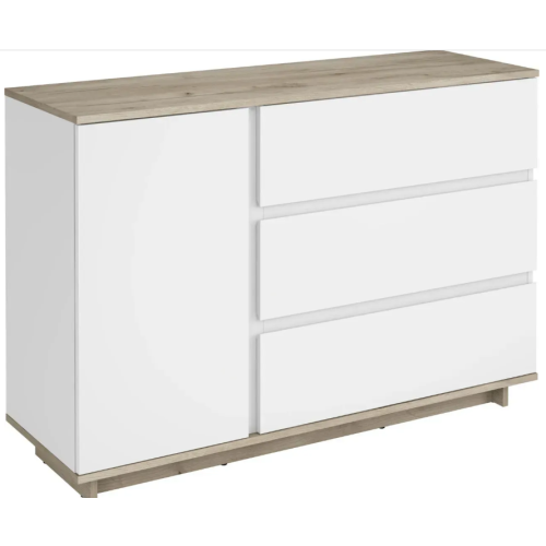 Comodă Concept 1D3S 120x82x40 cm stejar/alb
