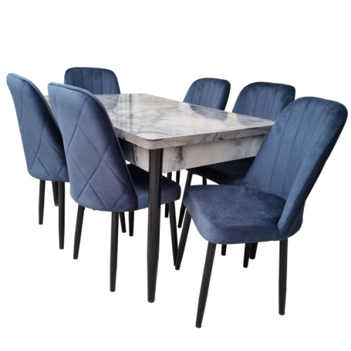 Set Modern masa 80x130/170 Marmol cu 6 scaune