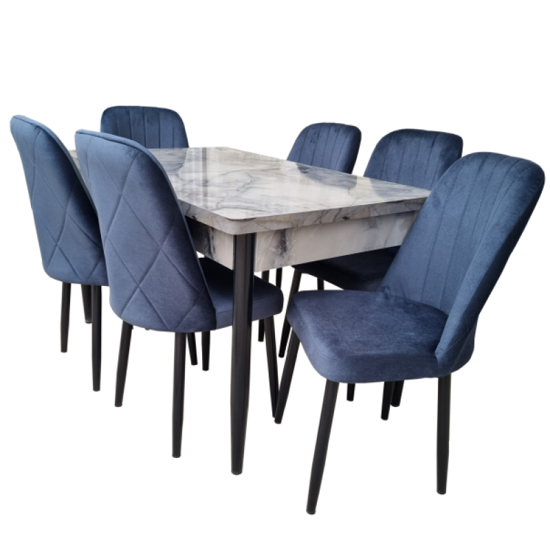 Set Modern masa 80x130/170 Marmol cu 6 scaune