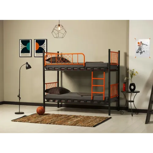 Pat 2 nivele METIS 90x200 negru cu portocaliu