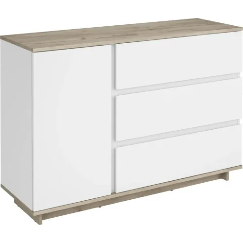 Comodă Concept 1D3S 120x82x40 cm stejar/alb