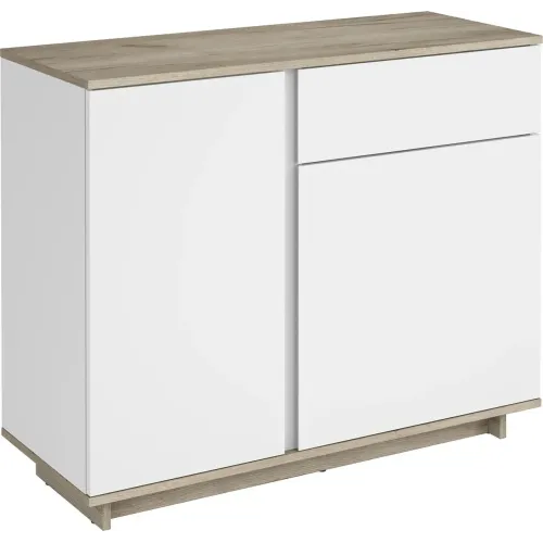 Comoda Concept 2D1S 100x82x40 cm stejar craft gri/nimfea alb