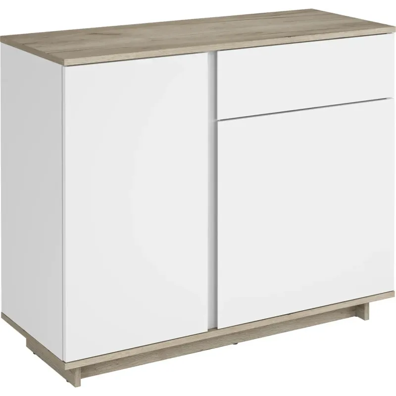 Comoda Concept 2D1S 100x82x40 cm stejar craft gri/nimfea alb