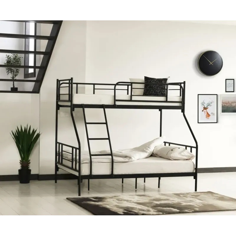 Pat 2 nivele Nova Triple 90x200 + 140x200 cm negru
