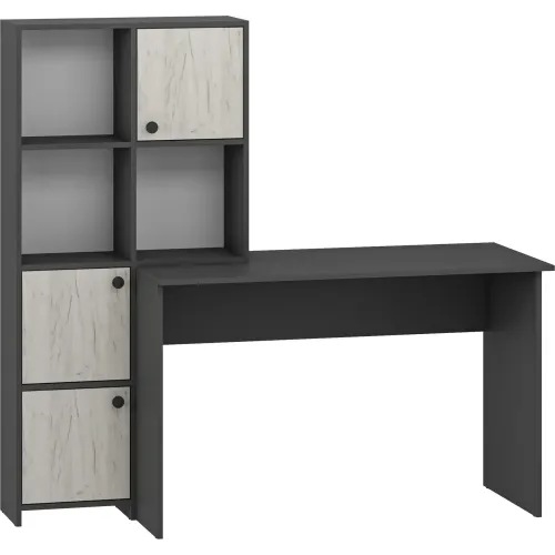 Masa birou Larry 156x55 cm gri grafit/stejar craft alb