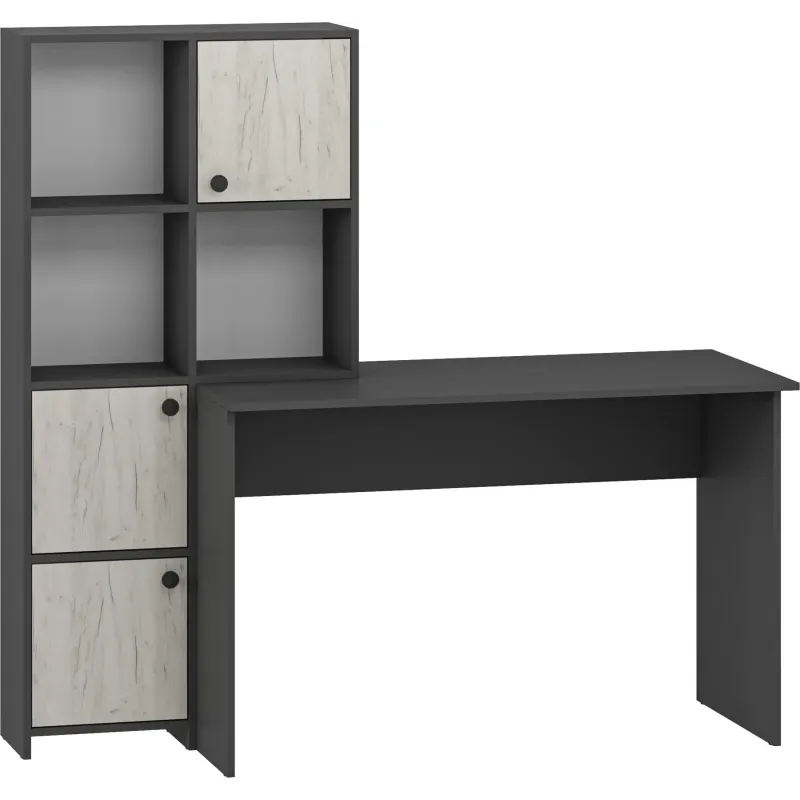 Masa birou Larry 156x55 cm gri grafit/stejar craft alb