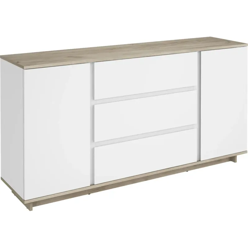Comoda Concept 2D3S 160x82 cm stejar craft gri/nimfea alb
