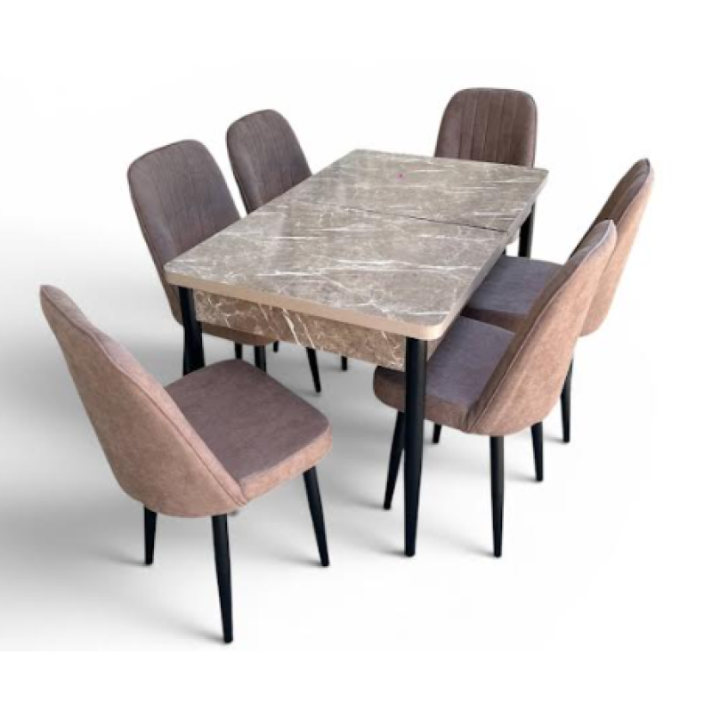Set Loft Belek + 6 Scaune Kare Gold Istinye Kahve 5 Cafeniu