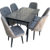 Set Loft aris antracit + 6 scaune Karegold istinya acik gri 15 gri