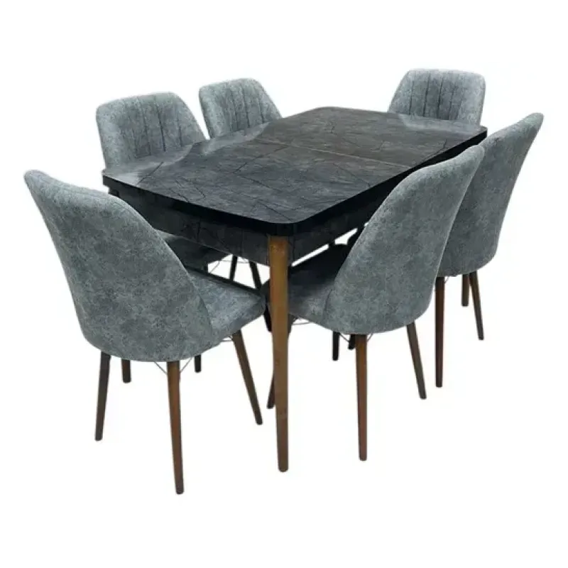 Set Loft aris antracit + 6 scaune Karegold istinya acik gri 15 gri