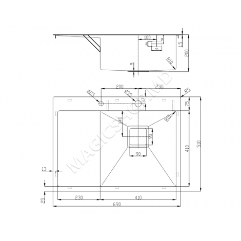 Chiuvetă Fabiano Top 69 R S/Steel inox